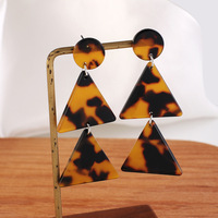 Nouvelles boucles d'oreilles pendantes SDEL personnalisées pour femme, motif léopard, pendentif géométrique à aiguille argentée, plaque en acétate, double triangle coloré