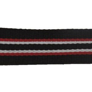 Pita Sabuk Webbing Poliester/Katun Bergaris Jacquard Ramah Lingkungan Berkualitas Tinggi Liman Warna Kopi/Merah/Putih Tebal 2mm Lebar 38mm Untuk Tas - Product Image 5
