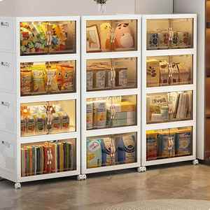Folding Rectangle White <b>Storage</b> <b>Box</b> Doors Wheels <b>Collapsible</b> Eco-Friendly Injection Molded Plastic Stackable 25L Capacity Home - Product Image 5