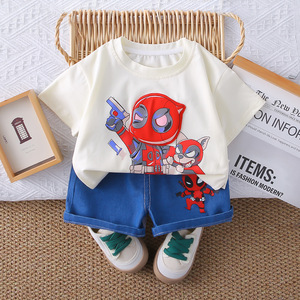 2025 conjunto informal <span class=keywords><strong>de</strong></span> verano para niños nuevos dibujos animados <span class=keywords><strong>Anime</strong></span> cuello manga corta <span class=keywords><strong>de</strong></span> <span class=keywords><strong>dos</strong></span> piezas al por mayor 100% algodón para bebés - Product Image 2