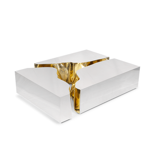 Juego de Mesa de Centro para Sala de Estar Moderna MR, Acero Inoxidable, Diseño Único de Alta Gama, Extensible y Plegable, 3 Piezas - Product Image 2