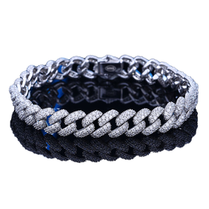 Vente en gros de collier et bracelet cubain en argent sterling 925, chaîne à maillons entièrement sertie de diamants de 8 mm, bijoux fins en or pour cadeau - Product Image 4