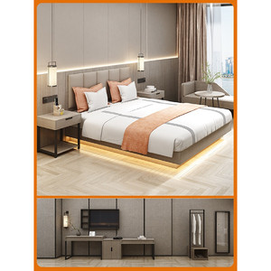Hotel Furniture Standard Room Full Set Hotel-Grade King-Size <b>Beds</b> Apartment Guest Rooms Customized Eco-Friendly - Product Image 4
