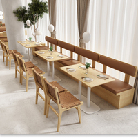 Ensemble table et chaise modernes 4-8 personnes combinaison café loisirs bar restaurant maison extérieure table en bois et chaise en rotin