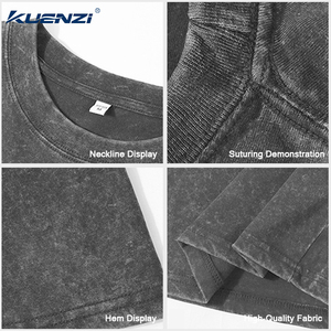 Camiseta Oversize para Hombre Kuenzi, 250GSM, Algodón Lavado, Estilo Vintage, Talla Grande 3XL, Cuello Redondo Relajado, Streetwear, Camiseta Lisa <span class=keywords><strong>de</strong></span> Verano, OEM RTS - Product Image 3