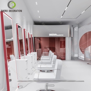 Decoración de Salón de Belleza Rojo, Diseño de Tienda de Cosméticos, Exhibición de Peluquería, Decoración Interior de Salón de Belleza - Product Image 4