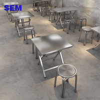 Ensemble de mobilier de restaurant commercial moderne SEM, table pliante en acier inoxydable, ensemble de table à manger avec 4 chaises pour la restauration