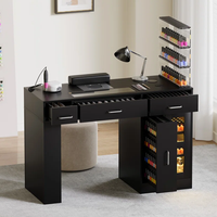 Table de manucure professionnelle avec vitrine, chargeur sans fil et bandes lumineuses LED, bureau à ongles ergonomique avec collecteur de poussière