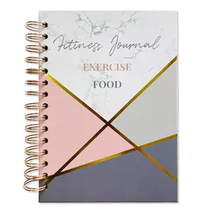 Custom A5 Exercise Food Metal Coil Spiral Notebook Fitness Journal Planner Book Schedule Book