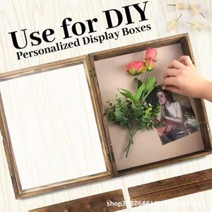 Wooden Photo Frame Storage <b>Box</b> Black Rectangle Durable <b>Shadow</b> <b>Box</b> Display Case For Dried Flowers And Memories - Product Image 3