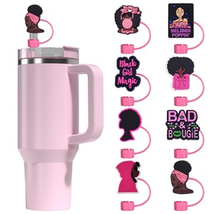 Accessoires de décoration créatifs et personnalisés pour pailles en plastique, bouchons universels souples en colle noire de 10 mm, vente en gros - Product Image 3