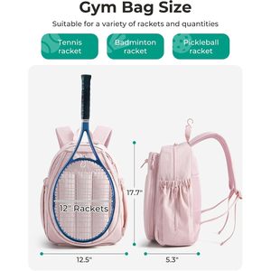 BAGSMART Mochila de tenis acolchada 30-40L con compartimento para zapatos para mujer rosa - Product Image 2