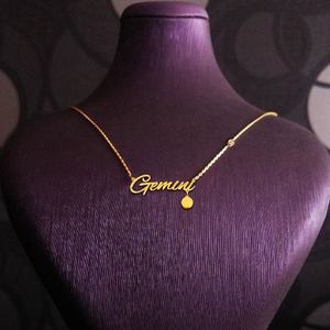 Collar con colgante de signo del zodiaco chapado en oro de acero inoxidable a prueba de agua para mujer diseño de horóscopo Constell con circón para regalo - Product Image 6