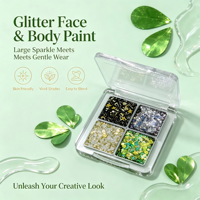 Palette de paillettes scintillantes écologiques 4 couleurs, grandes paillettes épaisses pour le maquillage du visage et du corps, idéale pour les festivals et les raves