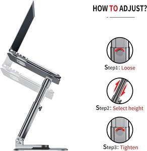 Soporte Ajustable para Portátil, Elevador Telescópico para Escritorio, Altura y Ángulo Ajustables, Plegable y Portátil - Product Image 5