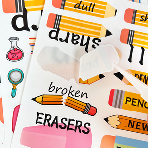 Tấm decal cắt sẵn khổ A4 A5 A6, chất liệu vinyl tự dính, chống nước, in hình hoạt hình, nhãn logo dễ thương dành cho trẻ em - Product Image 5