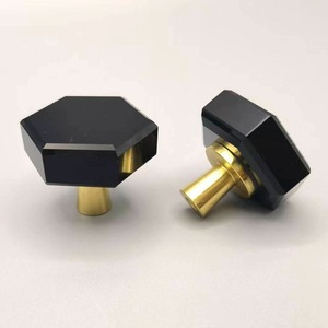 黄铜水晶拉手，适用于橱柜抽屉和衣柜门，复古风格 - Product Image 1