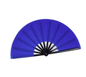 Custom Logo Printed Big Folding Bamboo Fabric Hand Held Fan Hand Fans Pride Fan