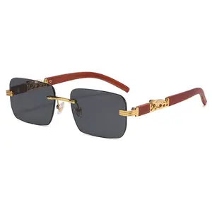 Sunglasses Leopard Head Sunglasses Women's 2023 New Trend Design Rimless Men's Sunglasses