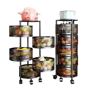 Meerlaagse keukenplanken ronde rekken houder trolleys 360 graden roterende plank metalen fruit groente opbergrek voor thuis