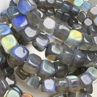 Perles en pierre de labradorite naturelle facettée en forme de cube de Madagascar AAAA pour la fabrication de bijoux et le design DIY
