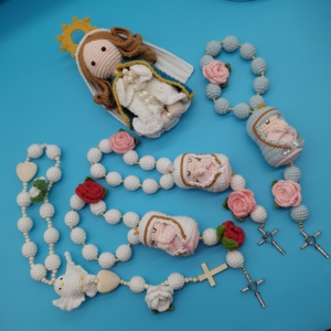 Chapelet Vierge Mère de Dieu Fait Main Chapelet Vierge au Crochet avec Laine Coton Nylon Polyester Matériaux Remplis de Coton PP - Product Image 1