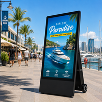 43 55 İnç Hava Koşullarına Dayanıklı IP65 Taşınabilir Dış Mekan Pil Güçlü LCD Reklam Kiosku 1500 Nit Yüksek Parlaklık Otomatik Karartma