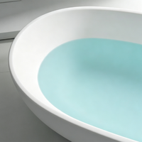 Baignoire autoportante moderne en pierre artificielle à surface solide avec fonction de trempage, disponible en plusieurs couleurs pour salle de bain d'appartement