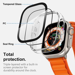 Apple için ekran koruyucu ile 2 in 1 tasarım izle kapak izle dahili 9H IWatch Ultra 49mm için temperli cam filmi vaka - Product Image 2