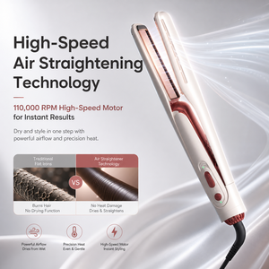 Sèche-cheveux à air chaud haute vitesse et lisseur 2-en-1, transformateur de coiffure humide en sec, <span class=keywords><strong>plancha</strong></span> à cheveux, sèche-cheveux à flux d'air, fer à lisser - Product Image 1