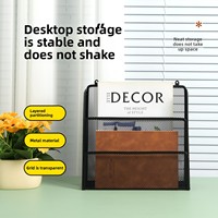Organizador de Escritorio Metálico de Pared, Porta Archivos, Estante de Almacenamiento en Capas sin Perforaciones, Caja de Almacenamiento Minimalista