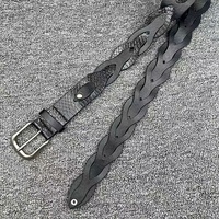 Ceinture noire à motif serpent, déstructurée, en alliage tressé avec boucle ardillon, style punk tendance, pour femme et homme, design unique, style urbain