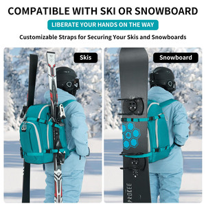 Free Sample Custom Single Double Board Ski Boot Bag Waterproof Genuine Leather Wheels 36-55L Large Capacity Outdoor <b>Skiing</b> - Product Image 6