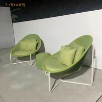 Ensemble de meubles de salon de jardin modernes avec chaise longue ronde en osier tressé et structure métallique pour balcon et terrasse