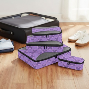 Sac de rangement de voyage portable en polyester à motif floral hawaïen personnalisé, avec fermeture éclair, pour bagages à main et cubes de rangement compressibles - Product Image 1