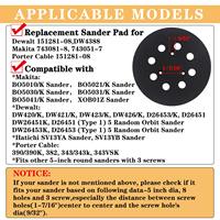 4 paquets de 5 pouces 8 trous de remplacement pour ponceuse 5 "avec crochets et boucles pour machine Makita