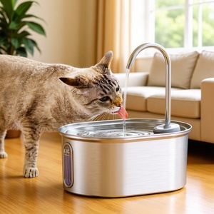 Fontaine à eau pour animaux de compagnie en acier inoxydable, grande capacité, filtre à circulation automatique pour chats et chiens, forme arrondie, détachable - Product Image 2