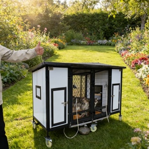 Villa de luxe pliable et étanche pour petits animaux, avec toit <span class=keywords><strong>en</strong></span> fer, design rotatif, facile à nettoyer, fermeture push-up, style moderne, <span class=keywords><strong>en</strong></span> bois - Product Image 6