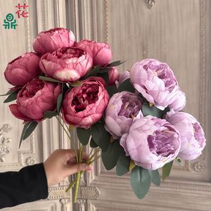 Flores de Seda de Peonía con Relieve en Forma de Hueso, Románticas y de Ensueño, Flores Artificiales Decorativas para Arreglos de Boda y Hoteles - Product Image 4