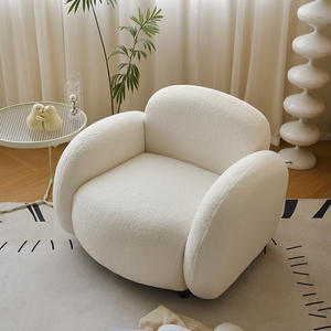 Sofá de Dos Plazas Estilo Nórdico, Color Crema, Forma Cuadrada, Tapizado en Tela Flocada, Relleno de Espuma, Mueble Moderno para Sala de Estar - Product Image 5