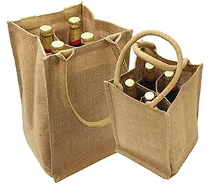 Sacs fourre-tout en jute personnalisés en gros pour bouteilles, sacs de transport pour vin - Product Image 3
