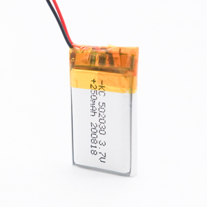 超薄 <span class=keywords><strong>3</strong></span>.7v 250mAh 锂聚合物电池（带接线） - Product Image 1