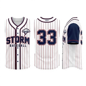 Camisetas de Béisbol Sublimadas Personalizadas con Botones, Nombre del Equipo, Número y Logotipo Personalizados, Uniformes de Softbol Transpirables para Eventos Deportivos - Product Image 1