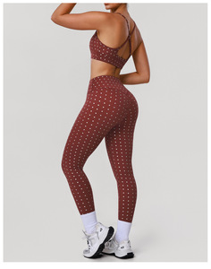 Set Sportivo da <span class=keywords><strong>Donna</strong></span> 2 Pezzi con Stampa Argento a Pois: Leggings Traspiranti per Fitness e Yoga, <span class=keywords><strong>Pantaloni</strong></span> Aderenti ad Alta Elasticità e Reggiseno Sportivo - Product Image 6