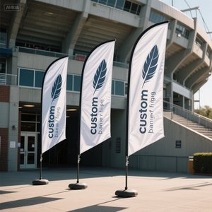 Promozione stampa a colori con bandiera singola fiera mostra di pubblicità esterna spiaggia bandiera piuma bandiera con Base Spike - Product Image 1