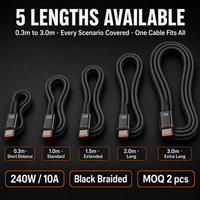 Cable de Datos USB-C Trenzado de Carga Súper Rápida de 10A, Compatible con Teléfonos VIVO y OPPO Honor; Cable de Carga para Automóvil
