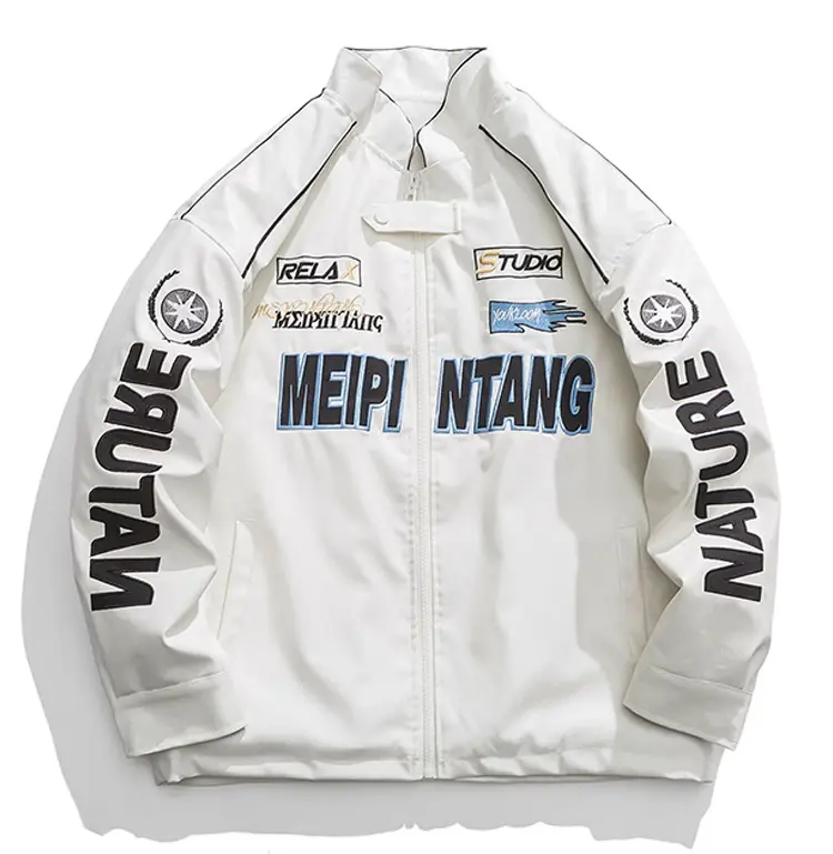 Veste en cuir pu avec logo personnalisé OEM et ODM Manteau pilote hiphop pour hommes Manteau de rue de marque à la mode Costume de moto ample et lourd