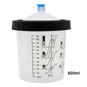 Kit de vasos de pistola de pintura en aerosol de pintura HVLP de 20 onzas (600ml) con tapas, 1 vaso duro con anillo de retención y 20 tapones - Product Image 2