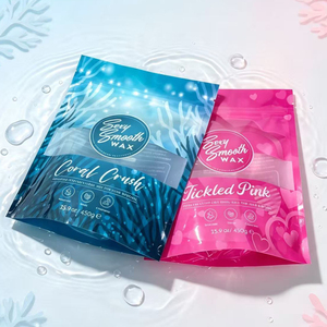 Manufacturer Custom Pattern Printed Clear Window Stand Up Zipper <b>Bag</b> For Hair Removal Cosmetic Packaging - Product Image 3
