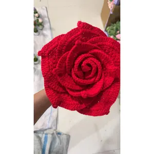 Thailand Rose hand-woven Eternal Life bouquet diy material package finished crochet wool plush flower
